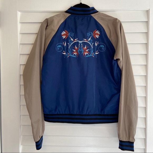 ROMEO & JULIET NAVY EMBROIDERED BOMBER JACKET SZ M - Picture 5 of 7